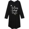 Arshiner Girls Nightgowns Long Sleeve Print Pajamas Nightdress for Kids Soft Sleep Wear Nighties(Black/Letter Graphic)