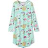 Arshiner Girls Nightgowns Long Sleeve Print Pajamas Nightdress for Kids Soft Sleep Wear Nighties(Blue Green Cartoon)