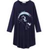 Arshiner Girls Nightgowns Long Sleeve Print Pajamas Nightdress for Kids Soft Sleep Wear Nighties(Navy Blue/Unicorn)