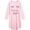 Arshiner Girls Nightgowns Long Sleeve Print Pajamas Nightdress for Kids Soft Sleep Wear Nighties(Pink/ Eyelash)