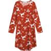 Arshiner Girls Nightgowns Long Sleeve Print Pajamas Nightdress for Kids Soft Sleep Wear Nighties(Red Christmas)