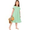 Arshiner Girls Nightgowns Sleepwear Short Sleeve Victorian Pajama Dress Soft Princess Sleepshirt for 3-12 Years Kids(Aqua Green)