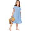 Arshiner Girls Nightgowns Sleepwear Short Sleeve Victorian Pajama Dress Soft Princess Sleepshirt for 3-12 Years Kids(Clear Blue)