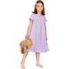 Arshiner Girls Nightgowns Sleepwear Short Sleeve Victorian Pajama Dress Soft Princess Sleepshirt for 3-12 Years Kids(Light Purple)