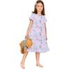 Arshiner Girls Nightgowns Sleepwear Short Sleeve Victorian Pajama Dress Soft Princess Sleepshirt for 3-12 Years Kids(Purple Cloud Elf)