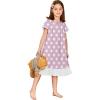 Arshiner Girls Nightgowns Sleepwear Short Sleeve Victorian Pajama Dress Soft Princess Sleepshirt for 3-12 Years Kids(Purple Flowers)