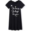 Arshiner Girls Nightgowns Summer Soft Cute Cartoon Print Pajama Sleep Dress for Kids 4-12 Years(Black/Letter Graphic)