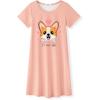 Arshiner Girls Nightgowns Summer Soft Cute Cartoon Print Pajama Sleep Dress for Kids 4-12 Years(Orange Pink Dog)