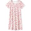 Arshiner Girls Nightgowns Summer Soft Cute Cartoon Print Pajama Sleep Dress for Kids 4-12 Years(Peach Flower)