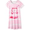 Arshiner Girls Nightgowns Summer Soft Cute Cartoon Print Pajama Sleep Dress for Kids 4-12 Years(Pink Cat)