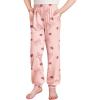 Arshiner Girls Pajama Pants Kids Plaid Pj Pants Comfy Lounge Sleepwear Bottoms with Pockets(Bow-pink)
