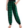 Arshiner Girls Pajama Pants Kids Plaid Pj Pants Comfy Lounge Sleepwear Bottoms with Pockets(Plaid-green & Black)