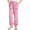 Arshiner Girls Pajama Pants Kids Plaid Pj Pants Comfy Lounge Sleepwear Bottoms with Pockets(Printed-donut on Pink)