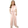 Arshiner Girls’ Pajama Sets Satin Pajamas Soft Silk Pjs Short Sleeve Lounge Set Sleepwear(Light Pink)