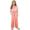 Arshiner Girls’ Pajama Sets Satin Pajamas Soft Silk Pjs Short Sleeve Lounge Set Sleepwear(Orange Pink)