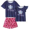 Arshiner Girls Pajamas Set Short Sleeve Pjs Sleepwear 3PCS Summer Lounge Sets Nightwear(Cat)