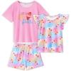 Arshiner Girls Pajamas Set Short Sleeve Pjs Sleepwear 3PCS Summer Lounge Sets Nightwear(Tie-dye Ice Cream)