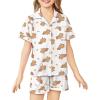 Arshiner Girls Pajamas Sets Short Sleeve Kids Pjs Button Down Sleepwear for 4-13Y(White Cartoon)