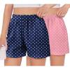 Arshiner Girls Pajamas Shorts Casual Summer Lounge Sleep Pj 2-Pack Plaid Shorts Beach Bottoms(Pink & Blue Polka Dots)