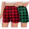 Arshiner Girls Pajamas Shorts Casual Summer Lounge Sleep Pj 2-Pack Plaid Shorts Beach Bottoms(Red & Green Plaid)