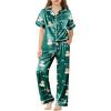 Arshiner Girls Pajamas Silk Satin Button Down Pjs 2 Piece Short Sleeve Sleepwear Set(Green Teddy)