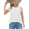 Arshiner Girls Shirts Short Sleeves Lace Pleated Kids Summer Tops Casual Crewneck Blouses Tees(White)