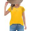 Arshiner Girls Shirts Short Sleeves Lace Pleated Kids Summer Tops Casual Crewneck Blouses Tees(Yellow)