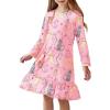 Arshiner Girls’ Sleepwear Long Sleeve Cute Nightgown Nightie Pajama Dress(A Pink/Cat)
