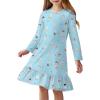 Arshiner Girls’ Sleepwear Long Sleeve Cute Nightgown Nightie Pajama Dress(Blue Ballet Girl)