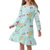 Arshiner Girls’ Sleepwear Long Sleeve Cute Nightgown Nightie Pajama Dress(Blue Green Cartoon)