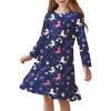 Arshiner Girls’ Sleepwear Long Sleeve Cute Nightgown Nightie Pajama Dress(Navy Blue Rainbow Horses)