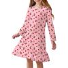 Arshiner Girls’ Sleepwear Long Sleeve Cute Nightgown Nightie Pajama Dress(Pink Cherry)