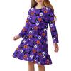 Arshiner Girls’ Sleepwear Long Sleeve Cute Nightgown Nightie Pajama Dress(Purple Halloween)