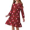 Arshiner Girls’ Sleepwear Long Sleeve Cute Nightgown Nightie Pajama Dress(Red Christmas Teddy)