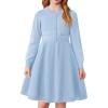 Arshiner Girls Sweater Dress Long Sleeve Button Knit Fall Winter Pullover Dresses for Kids 5-12 Years(Blue)