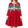 Arshiner Girls Sweater Dress Long Sleeve Button Knit Fall Winter Pullover Dresses for Kids 5-12 Years(Christmas Red)