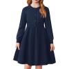 Arshiner Girls Sweater Dress Long Sleeve Button Knit Fall Winter Pullover Dresses for Kids 5-12 Years(Dark Blue)