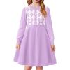 Arshiner Girls Sweater Dress Long Sleeve Button Knit Fall Winter Pullover Dresses for Kids 5-12 Years(Dusty Purple)