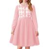 Arshiner Girls Sweater Dress Long Sleeve Button Knit Fall Winter Pullover Dresses for Kids 5-12 Years(Pink)