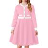 Arshiner Girls Sweater Dress Long Sleeve Button Knit Fall Winter Pullover Dresses for Kids 5-12 Years(Pink-white)