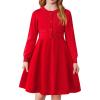 Arshiner Girls Sweater Dress Long Sleeve Button Knit Fall Winter Pullover Dresses for Kids 5-12 Years(Red)