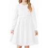Arshiner Girls Sweater Dress Long Sleeve Button Knit Fall Winter Pullover Dresses for Kids 5-12 Years(White)