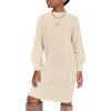 Arshiner Girl’s Sweater Dress Puff Long Sleeve Casual Cable Knit Pullover Fall Dresses for 6-12 Years(Apricot)