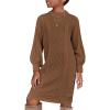 Arshiner Girl’s Sweater Dress Puff Long Sleeve Casual Cable Knit Pullover Fall Dresses for 6-12 Years(Brown)