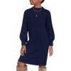 Arshiner Girl’s Sweater Dress Puff Long Sleeve Casual Cable Knit Pullover Fall Dresses for 6-12 Years(Navy Blue)