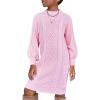 Arshiner Girl’s Sweater Dress Puff Long Sleeve Casual Cable Knit Pullover Fall Dresses for 6-12 Years(Pink)