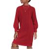 Arshiner Girl’s Sweater Dress Puff Long Sleeve Casual Cable Knit Pullover Fall Dresses for 6-12 Years(Red)