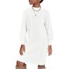 Arshiner Girl’s Sweater Dress Puff Long Sleeve Casual Cable Knit Pullover Fall Dresses for 6-12 Years(White)
