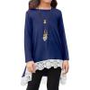 Arshiner Girls Tunic Tops Casual Basic Loose Soft Swing Pullover Long Blouse T-Shirt Tee(C Navy Blue)