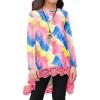 Arshiner Girls Tunic Tops Casual Basic Loose Soft Swing Pullover Long Blouse T-Shirt Tee(C Pink/Blue Tie Dye)